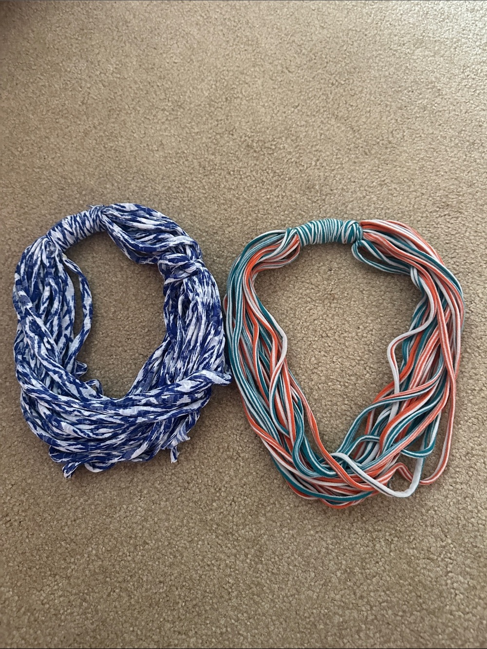 Kids Multicolor Infinity Scarves Set - Blue & Coral/Teal